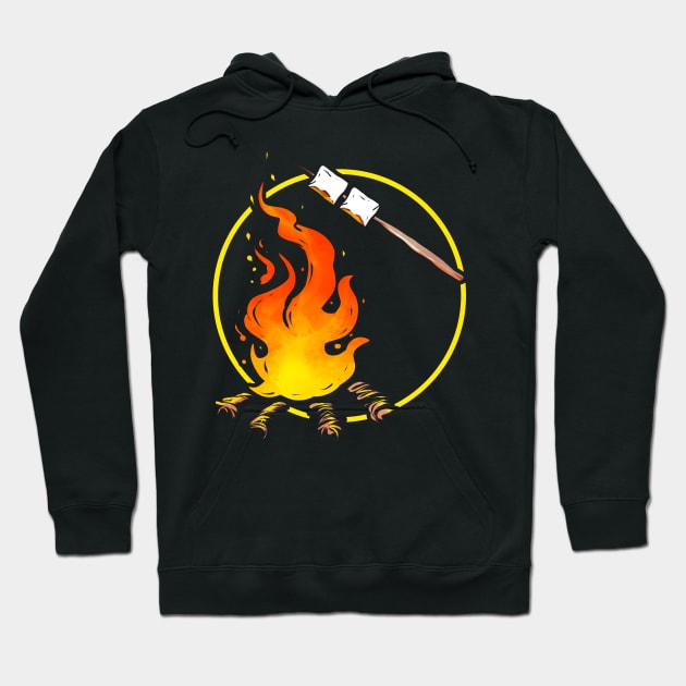 Adventurers Grill Marshmallows At The Campfire While Camping Hoodie by SinBle